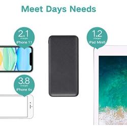 Portable Charger, 【2-Pack】 Ultra-Slim 10000mAh Dual USB Power Bank External Battery Backup Pack, Compatible with iPhone 11/Xs/XR/X/8/7/6S/6 and More Android Smartphones