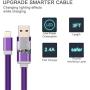 3ft Visible Flowing LED USB Cable Sync Data Fast Charger Cord for iPhone 11/ iPhone Xs MAX/XR/ /8/8 Plus/7/7 Plus/6/6 Plus, iPod and iPad and More-with Cell Phone Finger Ring Stand（Purple