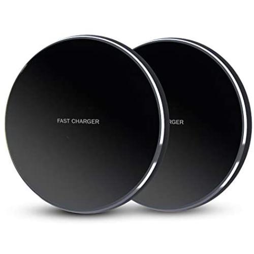 GLOUE Wireless Charger 10W Qi Wireless Charging Compatible with iPhone 11/11Pro/11Pro Max/Xs Max/XS/XR/X/8 Plus, Compatible with Galaxy S9/S9+/S8/S8+, 5W for All Qi-Enabled Phones-2 Pack