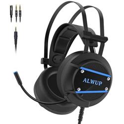 ALWUP A9 Xbox One Headset, PS4 Gaming Headset with Mic, PC Game Headphones with Microphone for Gamer Playstation 4 Xbox 1 S & X Nintendo Switch Computer Laptop of Stereo Surround Sound, Deep Ear Pads