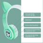 WOICE Bluetooth Headphones, Cat Ear LED Light Up Wireless Foldable Headphones Over Ear with Mic, Music Sharing Function and 85db Limited for iPhone/iPad/Smartphones/Laptop/PC(Mint)