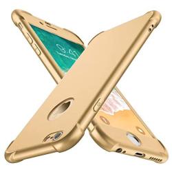 ORETECH iPhone 6S Plus Case, iPhone 6 Plus/6S Plus Case with [2 x Tempered Glass Screen Protector] 360° Shockproof Protective Hard PC+Soft TPU Silicone Cover for iPhone 6 Plus/6s Plus - 5.5 Gold