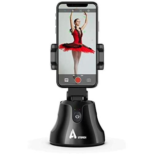AUTORCH Selfie Stick 360 Rotation Smart Following Shooting Gimbal Robot Cameraman Auto Face Tracking Object Tracking Holder,AI-Composition Pivo Camera Mount Tripod for Phone and Camera(Black)