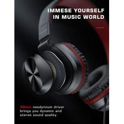 PeohZarr On-Ear Headphones with Microphone, Lightweight Folding Stereo Bass Headphones with 1.5M Tangle Free Cord, Portable Wired Headphones for Smartphone Tablet Laptop Computer MP3/4
