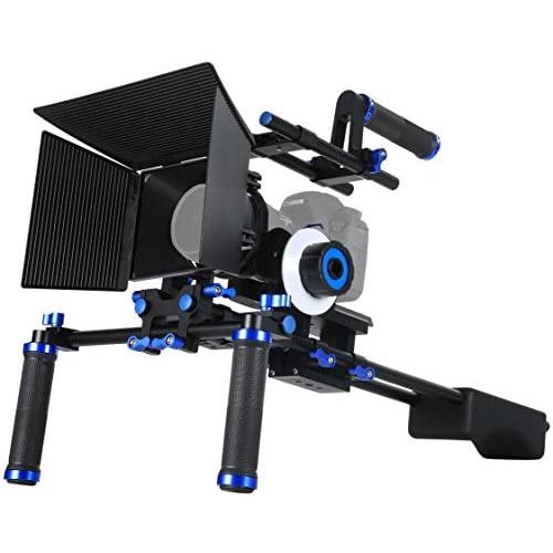 Morros Pro DSLR Rig Movie Kit Shoulder Mount Rig + Follow Focus + Matte Box + Adjust Platform+ C Shape Support Cage +Top Handle for All DSLR Cameras and Video Camcorders