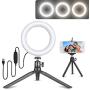 Ring Light,Selfie Led Ring Light with Flexible Tripod Stand & Cell Phone Holder with for Live Streaming & YouTube Video, Dimmable Desk Makeup Ring Light for Photography, 3 Light Modes & 10 Brightness