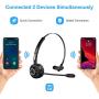 Bluetooth Headphones with Microphone, Wireless Bluetooth Headset on Ear, Noise Canceling PC Headset with Crystal Clear Sound for Cell Phones Tablet Home Office Skype, Truck Drive, Call Center