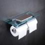 Hiendure Toilet Paper Holder,Double Bathroom Roll Tissue Holders Paper Dispenser with Glass Shelf and 2 Lids