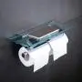 Hiendure Toilet Paper Holder,Double Bathroom Roll Tissue Holders Paper Dispenser with Glass Shelf and 2 Lids