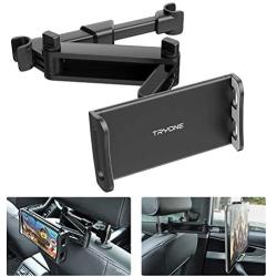 Car Headrest Tablet Mount - Tryone Stretchable Tablet Headrest Holder Compatible with Smartphones/Tablets/Switch 4"-10.6", Headrest Posts Width 4.7in-5.9in