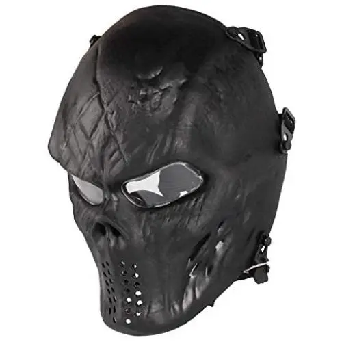 NINAT Airsoft Skull Mask Full Face Tactical Masks Eye Protection for CS Survival Games Airsoft Shooting Halloween Cosplay Movie Scary Masks Bones Black Silvergrey Wildfire Captain