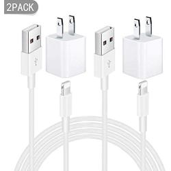 [Apple MFi Certified] iPhone Charger, 2 Pack 3FT Lightning to USB Fast Charging Data Sync Transfer Cable with 2 Pack USB Wall Charger Travel Plug Compatible with iPhone 11/11 Pro/XS/XR/X 8 7 6, iPad