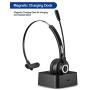 Besign BHF02 Bluetooth 5.0 Handsfree Headset, Wireless On Ear Headphone, Noise Cancellation Microphone, for Truck Driver Office Call Center Smartphone PC Skype