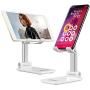 Cell Phone Stand, Adjustable Cell Phone Stand Fully Foldable Stand for Cell Phone Desktop Phone Holder, Compatible with iPhone 11 Pro Xs Max Xr X 8, iPad Mini Kindle, Tablet (White)