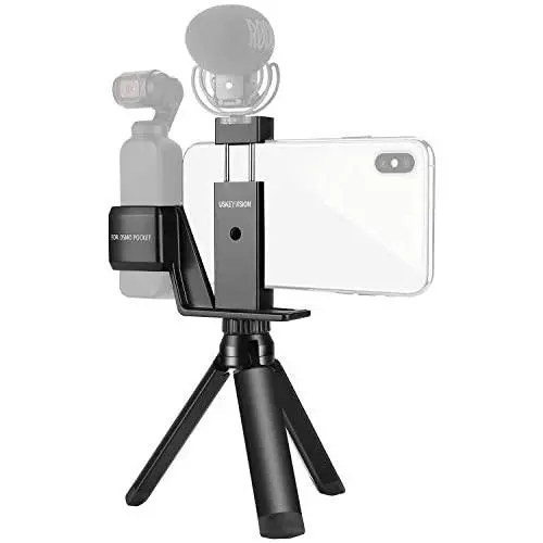 USKEYVISION Osmo Pocket Mount Phone Holder for DJI Osmo Pocket Smartphone Handheld Holder w/Tripod Cold Shoe Hand Strap (Black) USKEYVISION Osmo Pocket Mount Phone Holder for DJI Osmo Pocket Smartphone Handheld Holder w/Tripod Cold Shoe Hand Strap (Black)