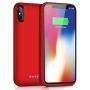 QTshine Battery Case for iPhone X/XS/10, Newest [6500mAh] Protective Portable Charging Case Rechargeable Extended Battery Pack for Apple iPhone X/XS/10(5.8) Backup Power Bank Cover - Red
