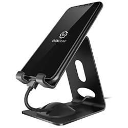 Phone Stand, WixGear Premium Phone Holder for iPhones, Android Smartphones & Mini Tablets –Sturdy Metal Phone Stand for Desk with Smart Cord Holder System