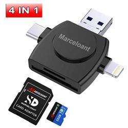 USB Flash Drives, SD Card Reader, Micro SD/TF Card Reader for iPhone iPad iOS Android 32GB Memory Stick, Marceloant OTG External Storage Flash Memory Pen Drive (Triangle Black Included 32GB TF Card)