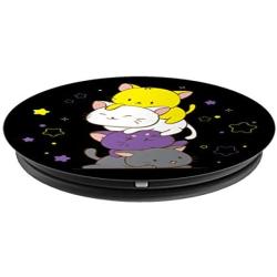 Kawaii Cat Pile Non Binary Pride Genderqueer Star Galaxy PopSockets Grip and Stand for Phones and Tablets