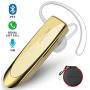 Link Dream Bluetooth Earpiece for Cell Phone Hands Free Wireless Headset Noise Cancelling Mic 24Hrs Talking 1440Hrs Standby Compatible with iPhone Samsung Android for Driver Trucker (Gold)