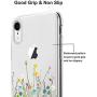 Unov Case Clear with Design Slim Protective Soft TPU Bumper Embossed Floral Pattern [Support Wireless Charging] Cover for iPhone XR 6.1 Inch(Flower Bouquet)