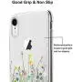 Unov Case Clear with Design Slim Protective Soft TPU Bumper Embossed Floral Pattern [Support Wireless Charging] Cover for iPhone XR 6.1 Inch(Flower Bouquet)