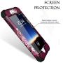 iPhone 8 Plus Case, iPhone 7 Plus Case, Hocase Heavy Duty Shockproof Protection Hard Plastic+Silicone Rubber Hybrid Protective Case for iPhone 8 Plus/iPhone 7 Plus - Royal Purple/White Flowers