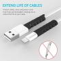 Cable Protector Spiral Phone Cable Saver Lightning Charge, Headphone, USB Cord, PC and Notebook Cable Protector, Fit for All Cell Phone - 8 PCS (Black)