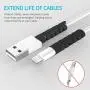 Cable Protector Spiral Phone Cable Saver Lightning Charge, Headphone, USB Cord, PC and Notebook Cable Protector, Fit for All Cell Phone - 8 PCS (Black)