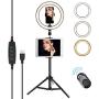 Compatible for iPad 10 Selfie Ring Light with Tripod Stand & Phone Holder for Makeup Live Stream Makeup Dimmable LED Camera Ring Light with Remote Shutter for YouTube Video JACKYLED