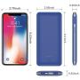 10000 mAh Power Bank Portable Charger Ultra Slim External Battery Pack with Built in AC Plug, Type-c Cable,Micro Cable and Other Cable for Cell Phone(Blue)