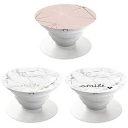 Cell Phones and Tablets Stand (3 Pack) - White Marble Rose Gold and Black Smile Heart and Rose Gold