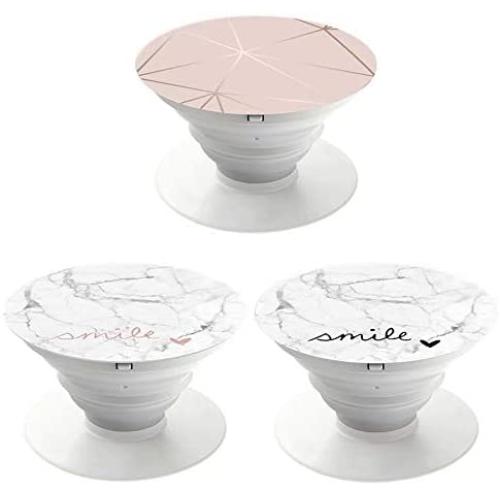Cell Phones and Tablets Stand (3 Pack) - White Marble Rose Gold and Black Smile Heart and Rose Gold