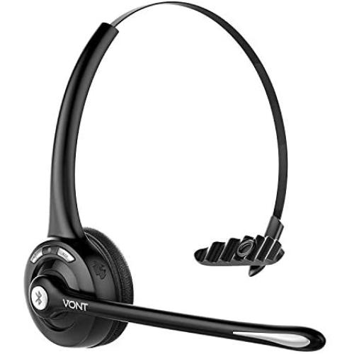 Bluetooth Headset with Microphone, Wireless Headset, Bluetooth Headphones with Mic, Portable Phone Headset, Headsets Suitable for VOIP, Skype, Call Centers, Offices, Truckers/Truck Drivers - Vont