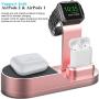 Deszon Wireless Charger Designed for Apple Watch Stand Compatible with Apple Watch Series 5 4 3 2 1, AirPods Pro Airpods and iPhone SE 11 11 pro 11 Pro Max Xs X Max XR X 8 8Plus (No Adapter)Rose Gold