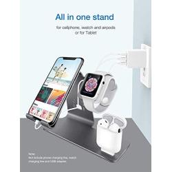 Bestand 3 in 1 Stand Holder for iPhone Mobile Phone iWatch and Charging Stand for Airpods Only, Grey (Patented, Airpods Charging Case NOT Contained)