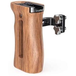 SMALLRIG Side Wooden Handle Grip for DSLR Camera Cage w/Cold Shoe Mount, Threaded Holes, Direction Changeable - 2093