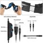 Computer Gaming Headset, Head-Mounted Gaming Headphone, ABS Gaming Headset Lighting Headphone with Microphone for Mobile Phone Computer(Black Blue)