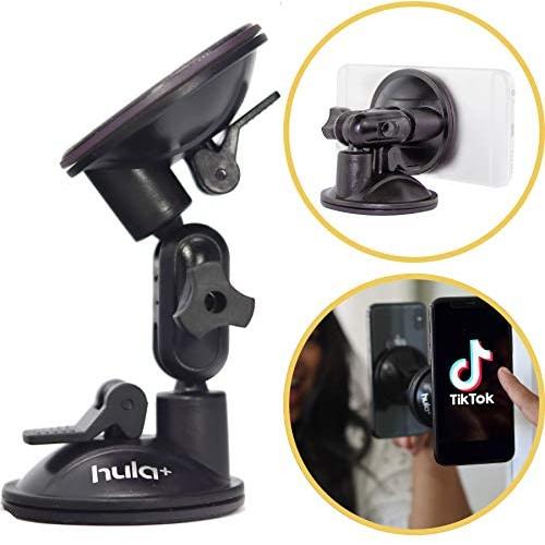 Hula+ Phone Holder/Stand for TikTok/YouTube/Livestream/Make Up. Perfect for Air Travel/Bathroom/Kitchen, Tripod Alternative/Mirror Phone Holder. Works with iPhone & Android Devices