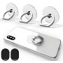 Attom Tech Transparent Phone Ring Holder Grip 360 Degree Free Rotation, Clear Cell Phone Finger Ring Kick-Stand Compatible with iPhone X 8 7 Plus 6S 6 5s 5 SE, Galaxy S9 S8 S7 S6 Edge (Silver)