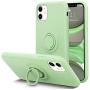 KUMEEK for iPhone 11 Case Fingerprint | Kickstand | Anti-Scratch | Microfiber Liner Shock Absorption Gel Rubber Full Body Protection Liquid Silicone Case for iPhone 11- Matcha