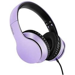 LORELEI X6 Over-Ear Headphones with Microphone, Lightweight Foldable & Portable Stereo Bass Headphones with 1.45M No-Tangle,Wired Headphones for Smartphone Tablet MP3 / 4 (Purple-Black)