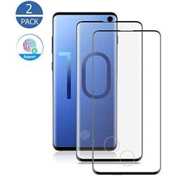 [2 Pack] Galaxy S10 Tempered Glass Screen Protector, [Case Friendly] [Support Fingerprint sensor] [Anti-Fingerprint] [No Bubble] [Full Coverage] for Samsung Galaxy S10 Screen Protector