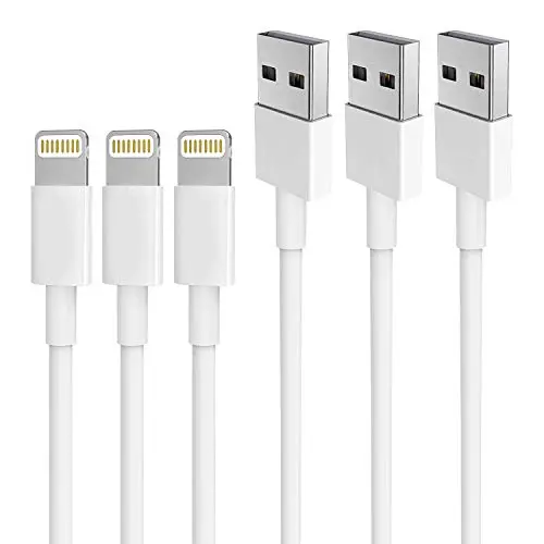 iPhone Charger, Lightning Cable AUNC 3PACK 6Ft USB Charging Cable High Speed Data Sync Transfer Cord Compatible with iPhone 11/11 Pro Max/XS MAX/XR/XS/X/8/7/Plus/6S/iPad(White) …