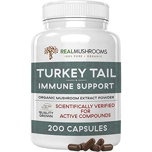 Turkey Tail Mushroom Extract for Immune Support, Wellness & Vitality, 200 Caps Organic & Vegan Turkey Tail Capsules, Safe for Pets, Verified Levels of Beta-Glucans & Non-GMO, 100 Day Supply