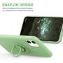 KUMEEK for iPhone 11 Case Fingerprint | Kickstand | Anti-Scratch | Microfiber Liner Shock Absorption Gel Rubber Full Body Protection Liquid Silicone Case for iPhone 11- Matcha