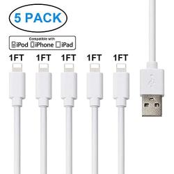 Short USB Charging Cables (5 Pack 1FT) Compatible with All Charging Station, Pezin & Hulin Fast Charging Syncing Cables Compatible for Cell Phone Xs MAX XR X 8 8 Plus 7 7 Plus 6s 6s Plus 6 6 Plus and