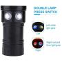 CHICIRIS LED Diving Flashlight IPX8 Waterproof, Outdoor Underwater Photography Fill Light with 7 Lighting Modes, 80M Underwater Flashlight for Diving, Underwater Photography, Outdoor Shooting