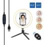 Cliusnra LED Selfie Ring Light: 10.2" Small Tripod Stand Phone Holder Kit YouTube Video iPhone Ipad Photography Photo Vlog Makeup Dimmable Warm/White/Natural O-Light for Desk Floor Large USB Halo Lamp