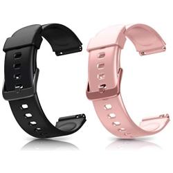 Letsfit ID205L Smart Watch Bands, Adjustable Smartwatch Replacement Straps for ID205L Sport Watch, Replacement Accessory Bandst with 2 Pack, Black+Pink